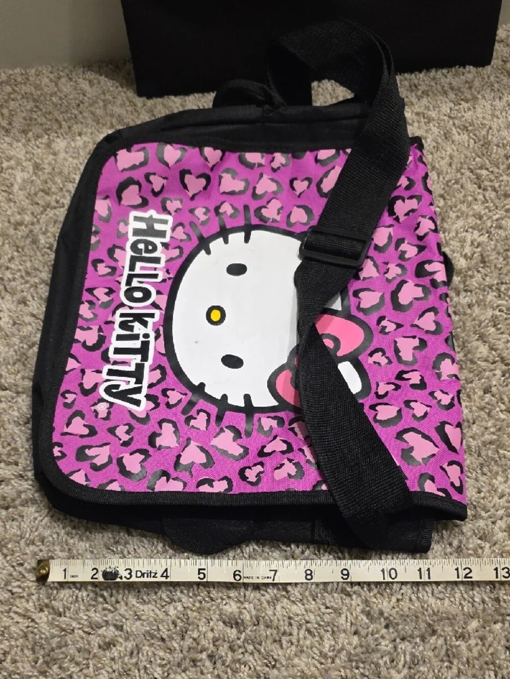 Hello Kitty Pink and Black Leopard-Print Kids Messenger Bag